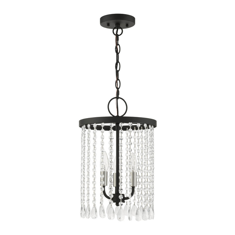 Livex Lighting 51060-04 Three Light Chandelier, Black w/ Brushed Nickels