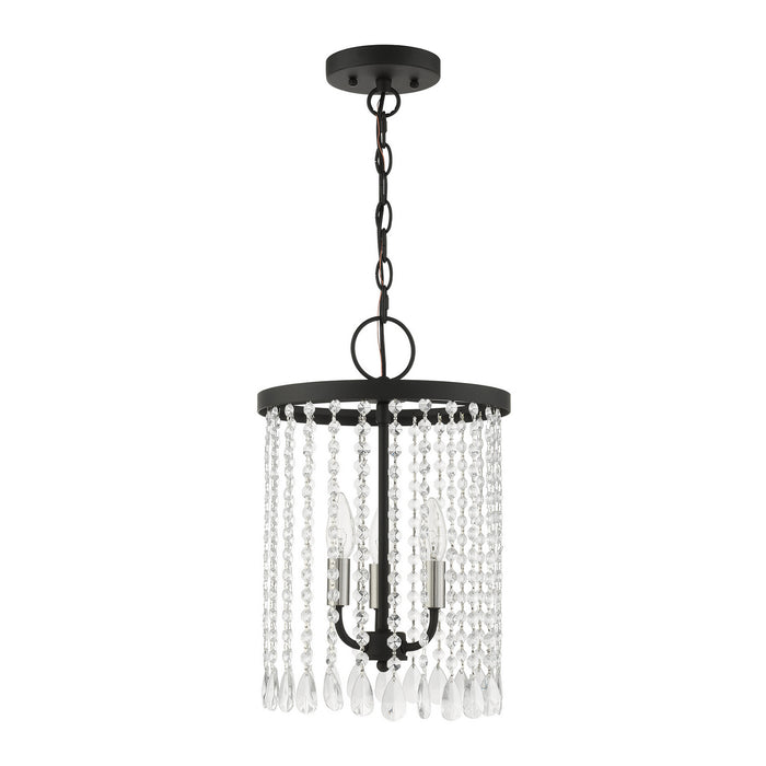 Livex Lighting 51060-04 Three Light Chandelier, Black w/ Brushed Nickels