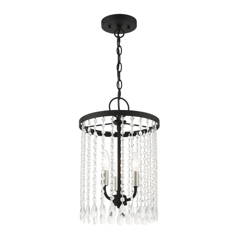 Livex Lighting 51060-04 Three Light Chandelier, Black w/ Brushed Nickels