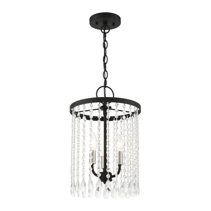 Livex Lighting 51060-04 Three Light Chandelier, Black w/ Brushed Nickels