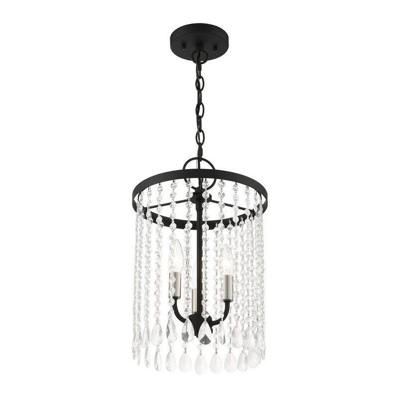 Livex Lighting 51060-04 Three Light Chandelier, Black w/ Brushed Nickels
