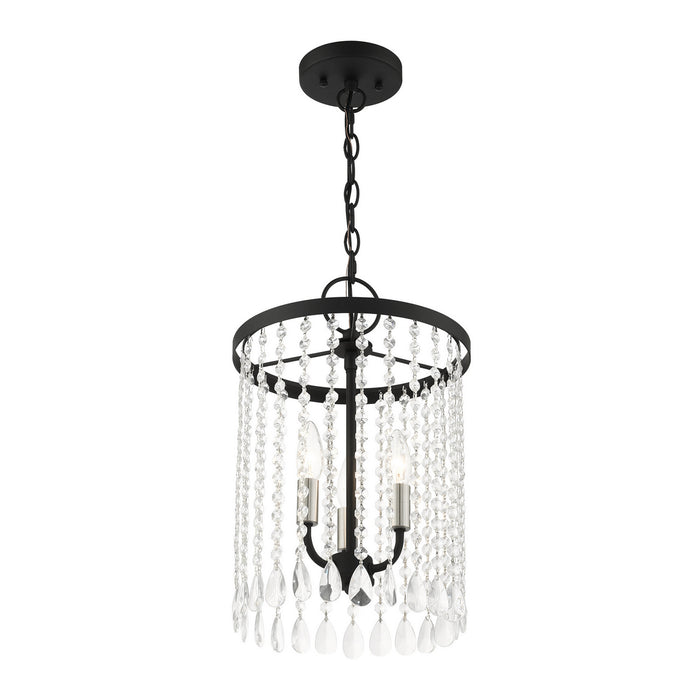 Livex Lighting 51060-04 Three Light Chandelier, Black w/ Brushed Nickels