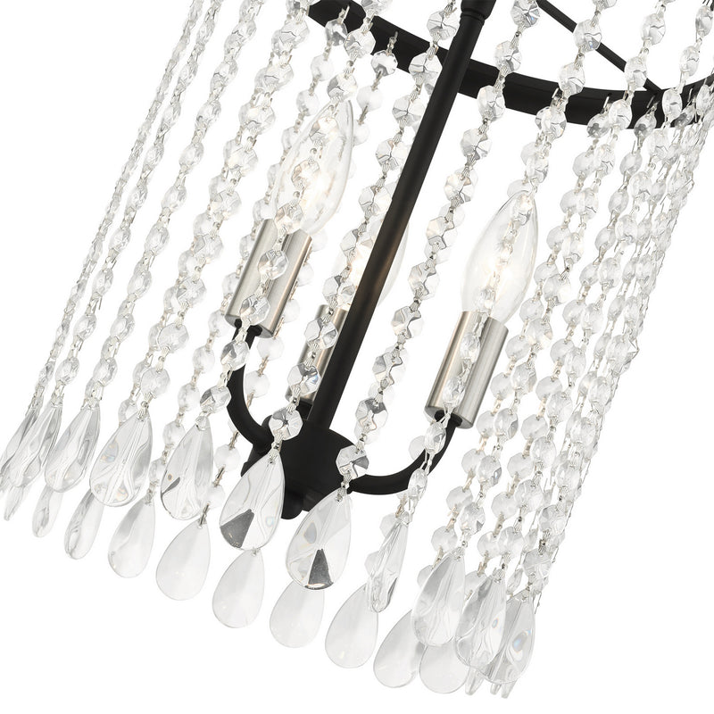 Livex Lighting 51060-04 Three Light Chandelier, Black w/ Brushed Nickels