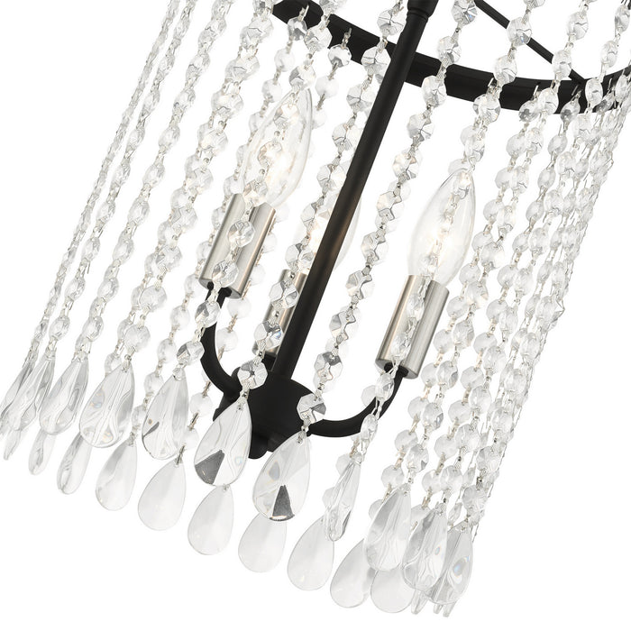 Livex Lighting 51060-04 Three Light Chandelier, Black w/ Brushed Nickels