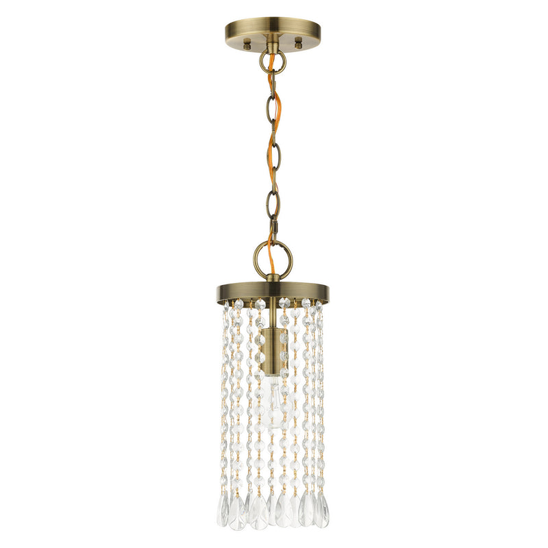 Livex Lighting 51062-01 One Light Mini Pendant, Antique Brass