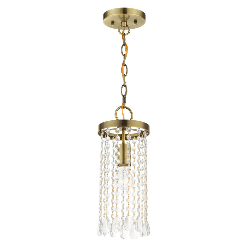 Livex Lighting 51062-01 One Light Mini Pendant, Antique Brass