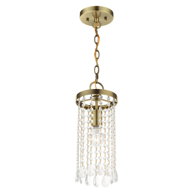 Livex Lighting 51062-01 One Light Mini Pendant, Antique Brass