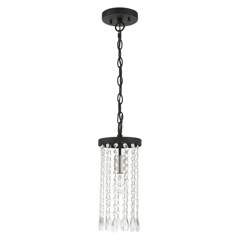Livex Lighting 51062-04 One Light Mini Pendant, Black w/ Brushed Nickels