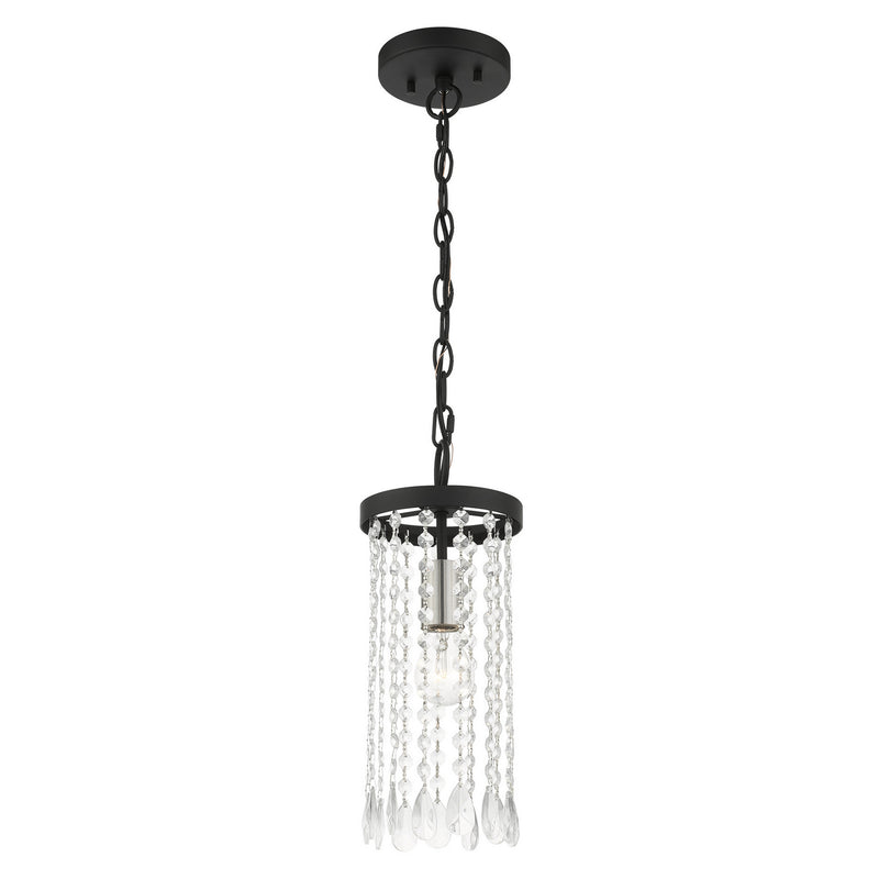Livex Lighting 51062-04 One Light Mini Pendant, Black w/ Brushed Nickels
