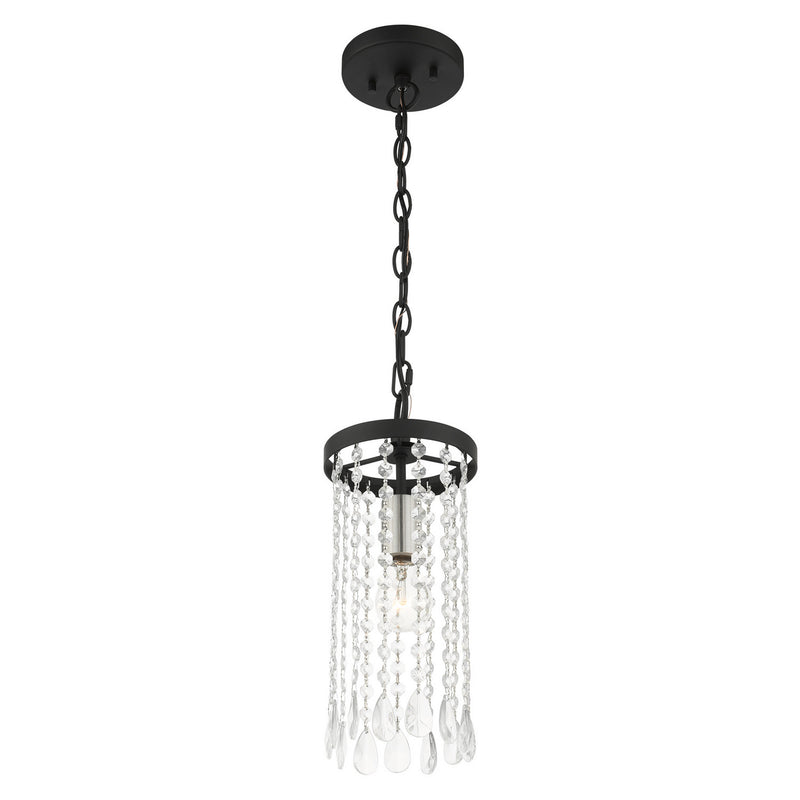 Livex Lighting 51062-04 One Light Mini Pendant, Black w/ Brushed Nickels