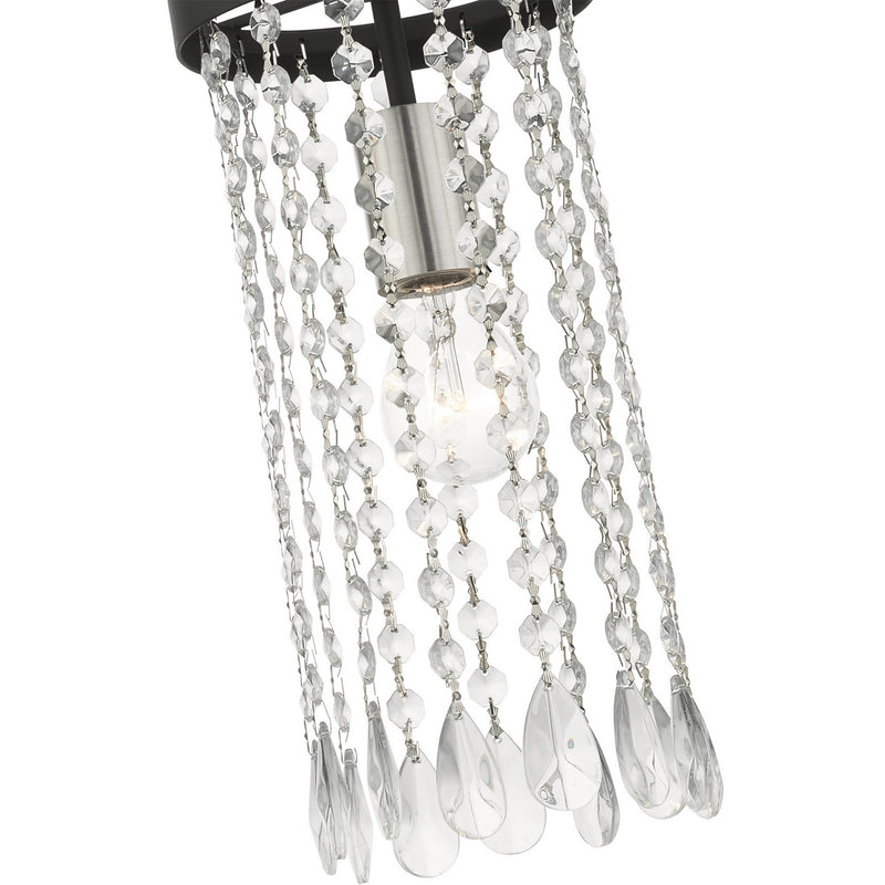 Livex Lighting 51062-04 One Light Mini Pendant, Black w/ Brushed Nickels
