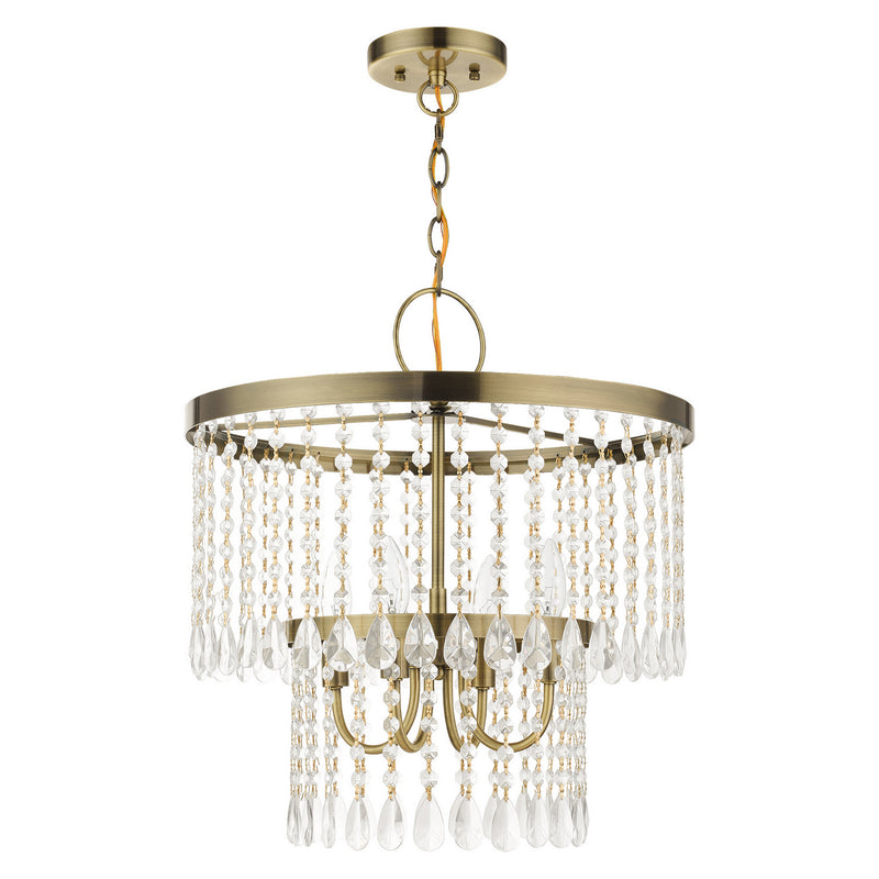 Livex Lighting 51064-01 Four Light Chandelier, Antique Brass