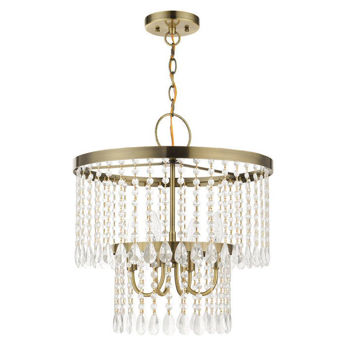 Livex Lighting 51064-01 Four Light Chandelier, Antique Brass