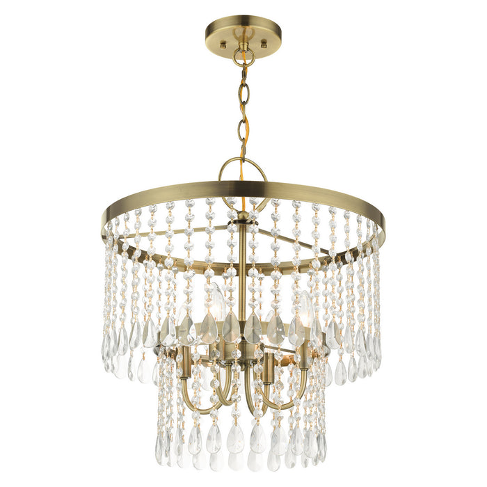 Livex Lighting 51064-01 Four Light Chandelier, Antique Brass