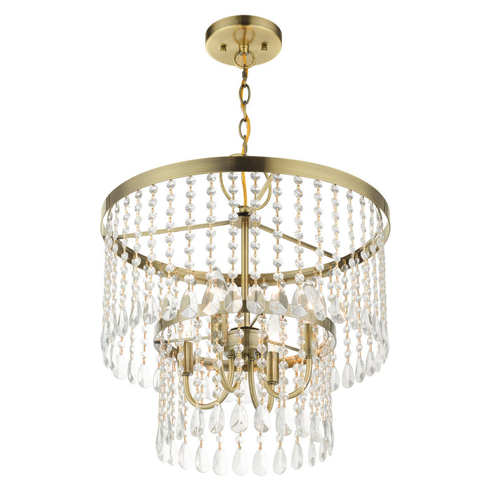 Livex Lighting 51064-01 Four Light Chandelier, Antique Brass