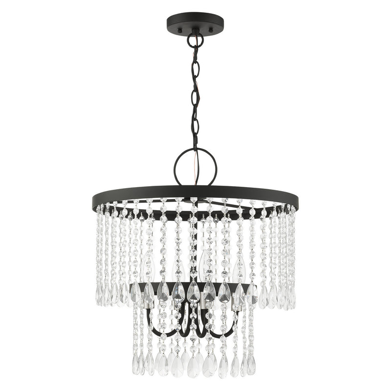 Livex Lighting 51064-04 Four Light Chandelier, Black w/ Brushed Nickels