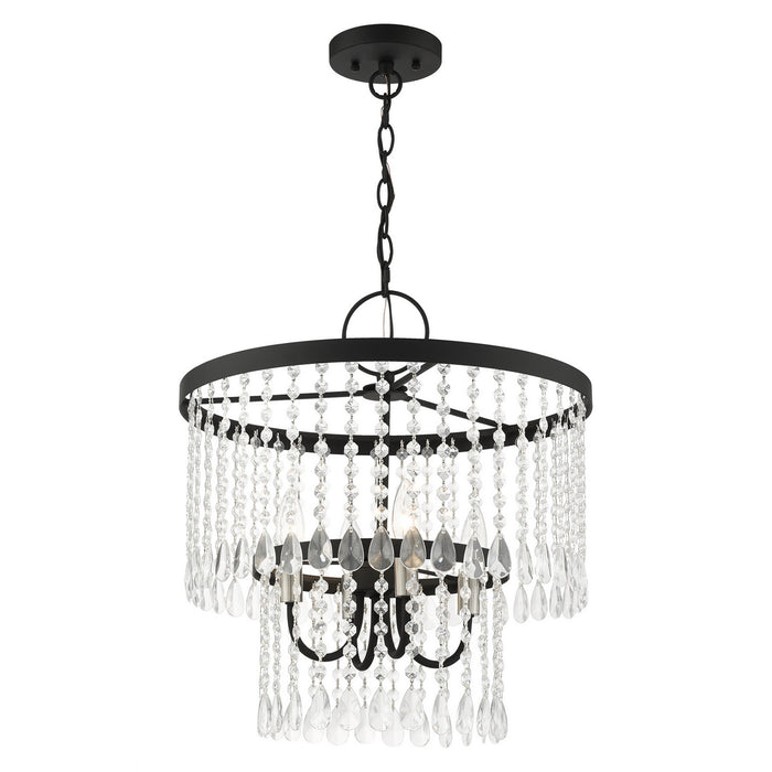 Livex Lighting 51064-04 Four Light Chandelier, Black w/ Brushed Nickels