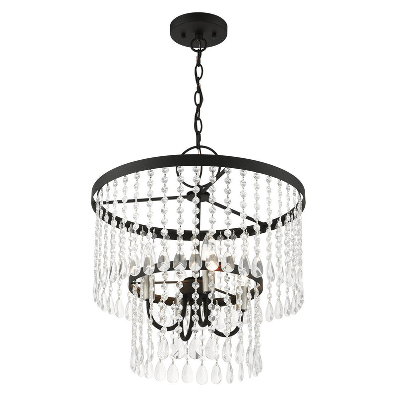 Livex Lighting 51064-04 Four Light Chandelier, Black w/ Brushed Nickels
