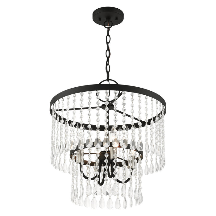 Livex Lighting 51064-04 Four Light Chandelier, Black w/ Brushed Nickels