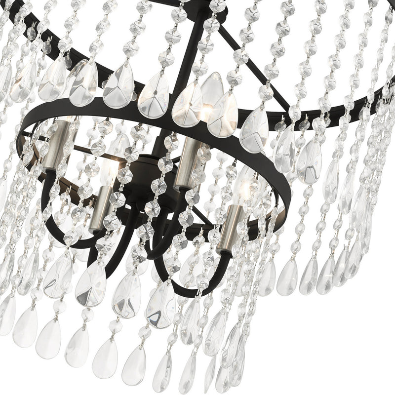 Livex Lighting 51064-04 Four Light Chandelier, Black w/ Brushed Nickels