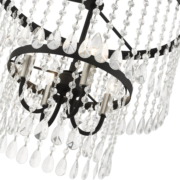 Livex Lighting 51064-04 Four Light Chandelier, Black w/ Brushed Nickels