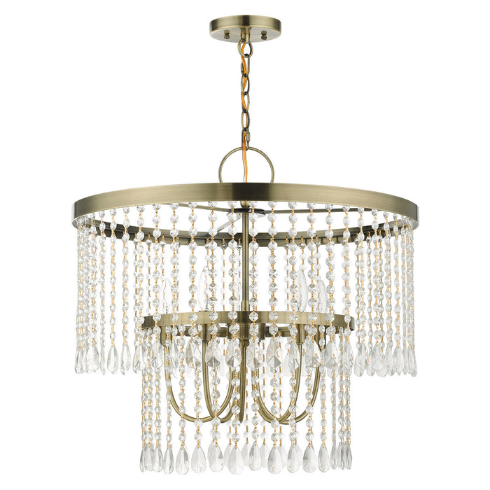 Livex Lighting 51065-01 Five Light Chandelier, Antique Brass