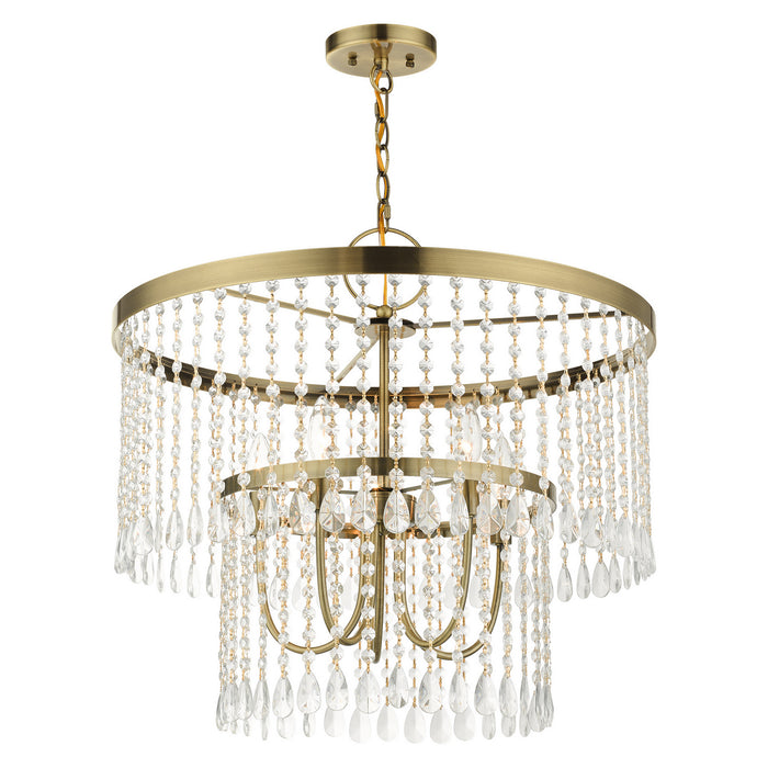 Livex Lighting 51065-01 Five Light Chandelier, Antique Brass