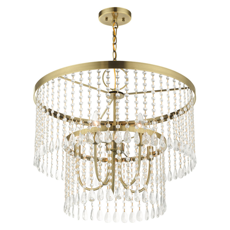 Livex Lighting 51065-01 Five Light Chandelier, Antique Brass