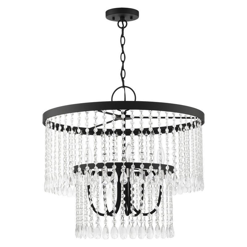 Livex Lighting 51065-04 Five Light Chandelier, Black w/ Brushed Nickels