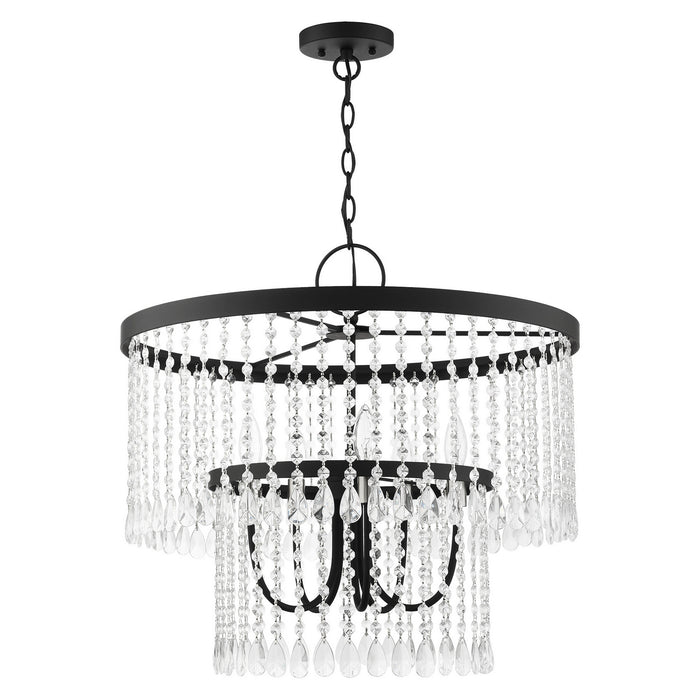 Livex Lighting 51065-04 Five Light Chandelier, Black w/ Brushed Nickels