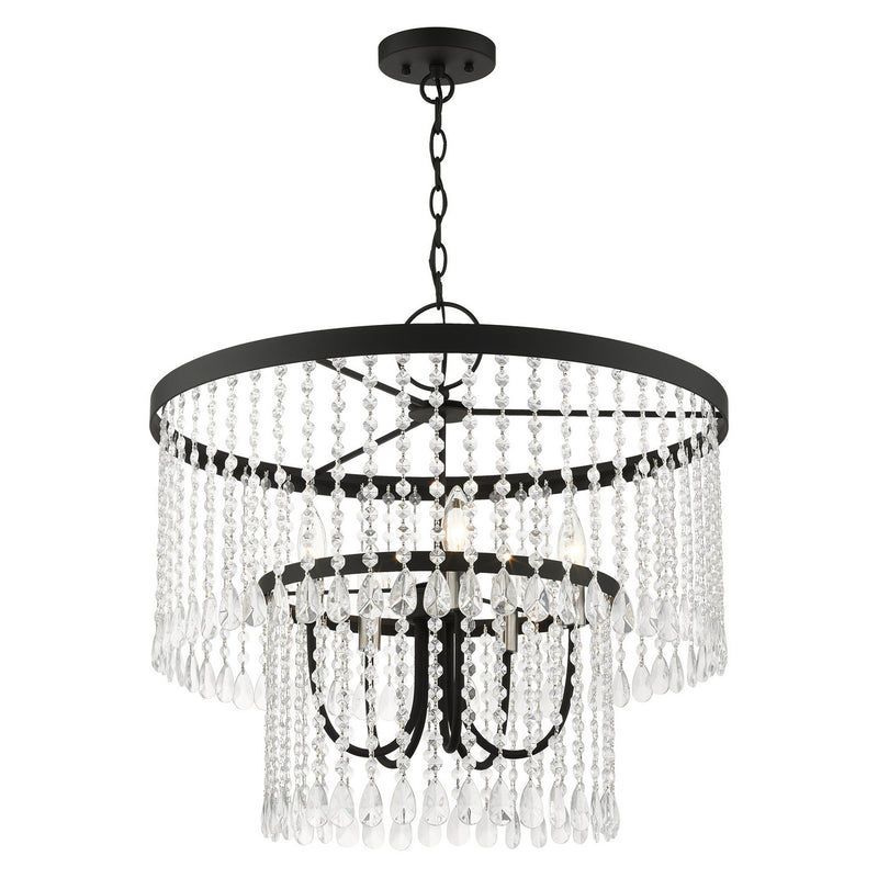 Livex Lighting 51065-04 Five Light Chandelier, Black w/ Brushed Nickels