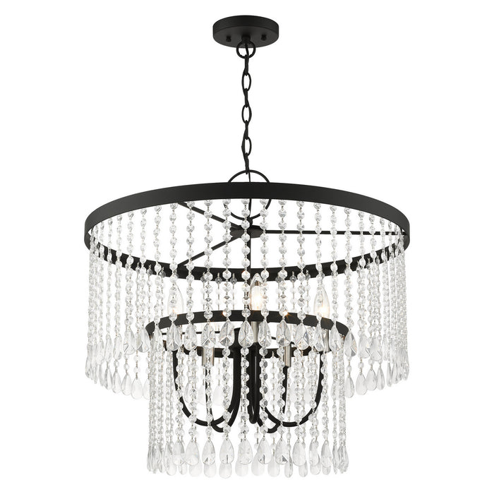 Livex Lighting 51065-04 Five Light Chandelier, Black w/ Brushed Nickels