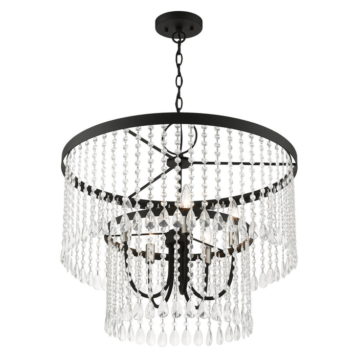 Livex Lighting 51065-04 Five Light Chandelier, Black w/ Brushed Nickels
