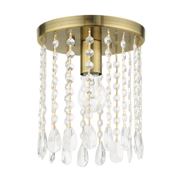 Livex Lighting 51066-01 One Light Flush Mount, Antique Brass