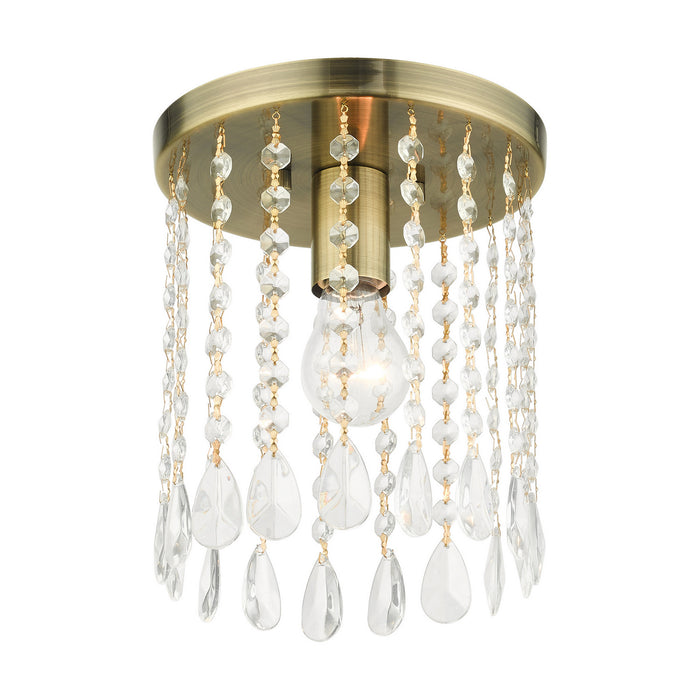 Livex Lighting 51066-01 One Light Flush Mount, Antique Brass