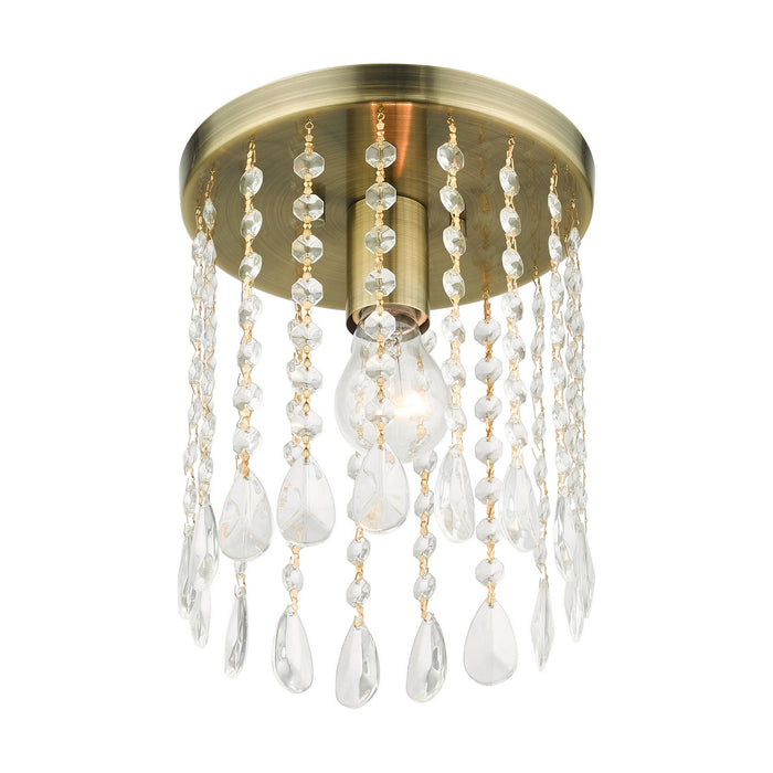Livex Lighting 51066-01 One Light Flush Mount, Antique Brass