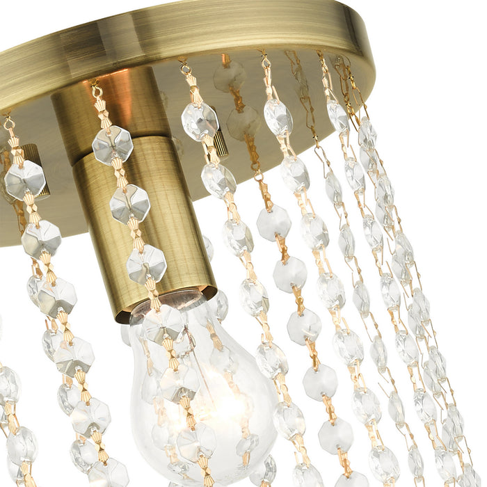 Livex Lighting 51066-01 One Light Flush Mount, Antique Brass