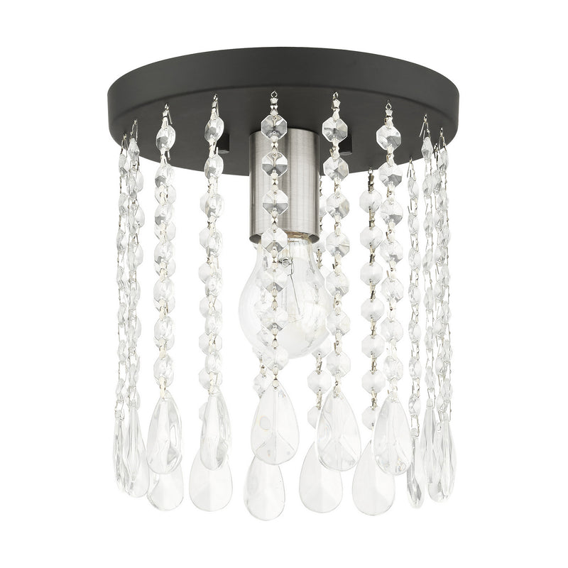 Livex Lighting 51066-04 One Light Flush Mount, Black w/ Brushed Nickels