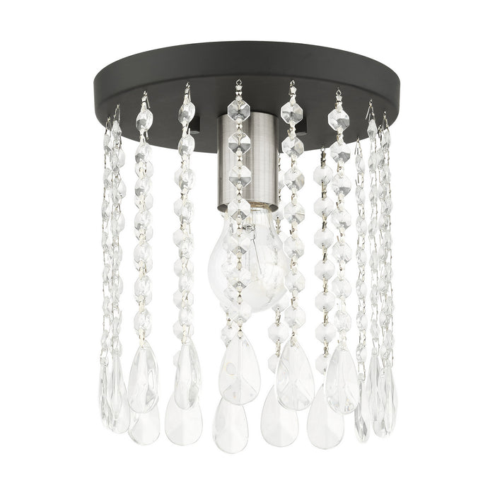 Livex Lighting 51066-04 One Light Flush Mount, Black w/ Brushed Nickels