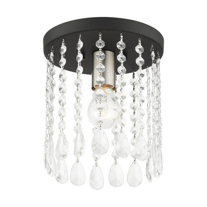 Livex Lighting 51066-04 One Light Flush Mount, Black w/ Brushed Nickels