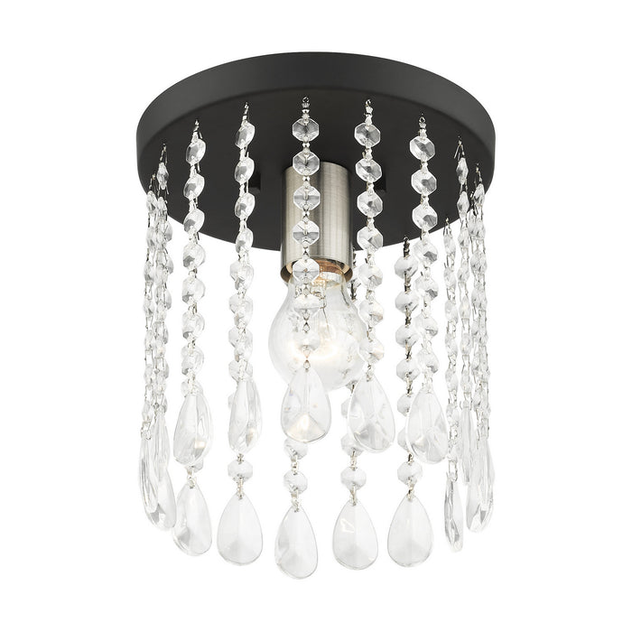 Livex Lighting 51066-04 One Light Flush Mount, Black w/ Brushed Nickels