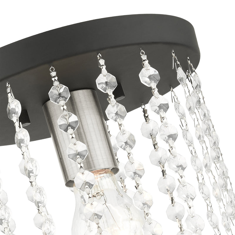 Livex Lighting 51066-04 One Light Flush Mount, Black w/ Brushed Nickels