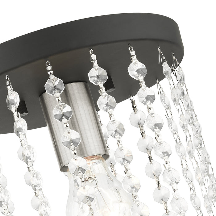 Livex Lighting 51066-04 One Light Flush Mount, Black w/ Brushed Nickels