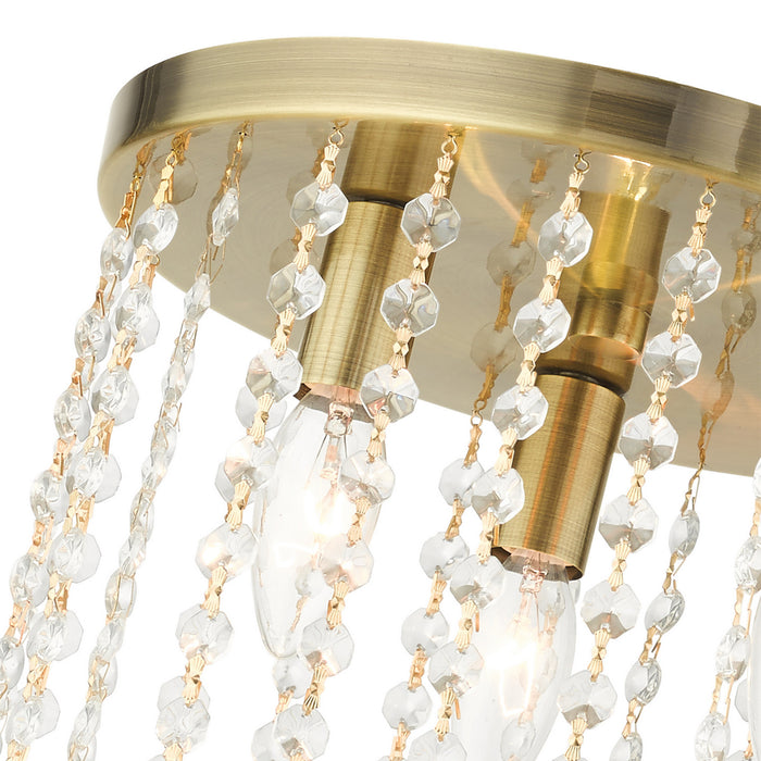 Livex Lighting 51067-01 Three Light Flush Mount, Antique Brass