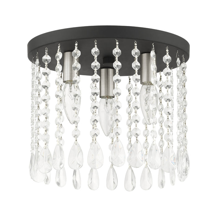 Livex Lighting 51067-04 Three Light Flush Mount, Black w/ Brushed Nickels