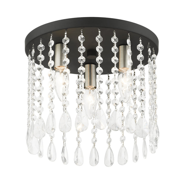 Livex Lighting 51067-04 Three Light Flush Mount, Black w/ Brushed Nickels
