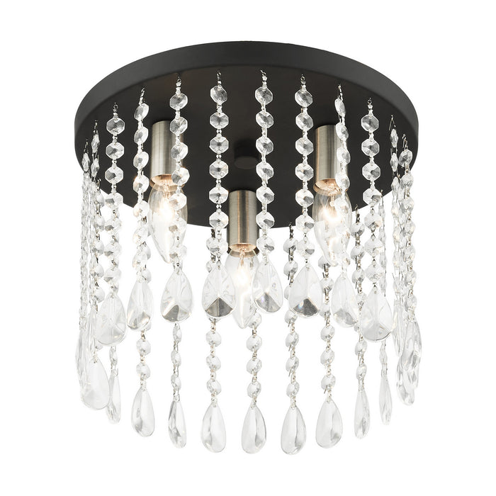 Livex Lighting 51067-04 Three Light Flush Mount, Black w/ Brushed Nickels
