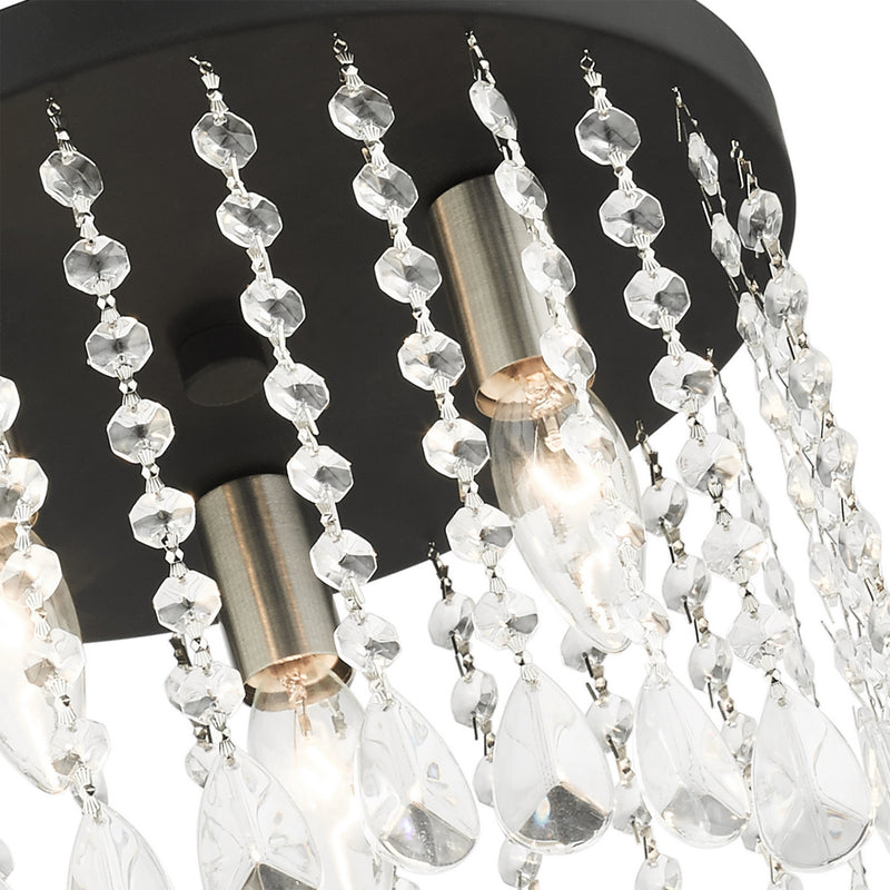 Livex Lighting 51067-04 Three Light Flush Mount, Black w/ Brushed Nickels
