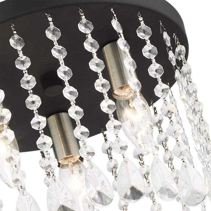 Livex Lighting 51067-04 Three Light Flush Mount, Black w/ Brushed Nickels