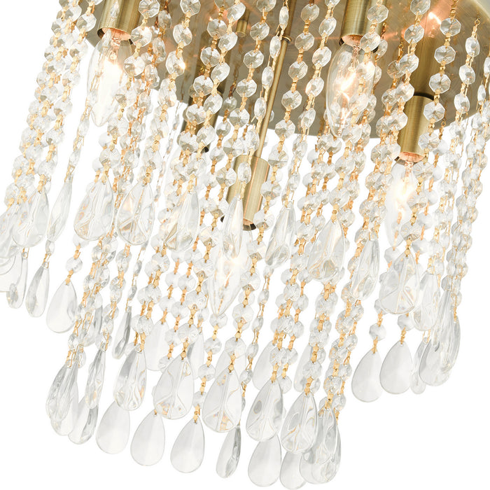 Livex Lighting 51068-01 Five Light Flush Mount, Antique Brass
